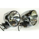 *Marchal Aerolux. A sided-pair of chromium-plated electric lamps, both with fluted rear