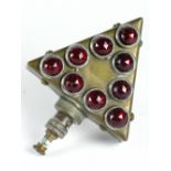 *Electric Rear Lamp in the shape of a triangle with nine multi-faceted red glasses, bayonet