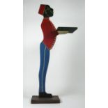*Business Card Stand in the form of a free-standing, two-dimensional bell-boy holding a tray, 33 ins