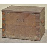 *Campaign Chest. A 19th century oak iron bound chest, the lid inscribed in black paint 'Lord Richard