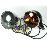 *Two Stadium Spot Lamps. An example for windscreen mounting, chromium-plated and with a spare