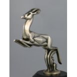 *Leaping Gazelle Mascot by Casimir Brau, having an original nickel-plated finish on brass, good