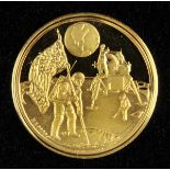 *Apollo 11. A commemorative gold medal stuck for the Apollo landing on the Moon, obv. busts, of