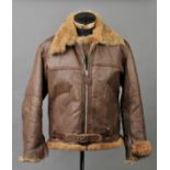 *Flying Jacket. A WWII-period leather flying jacket probably for Coastal Command, with yellow neck