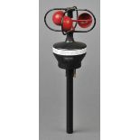 *Anemometer. A French handheld wind meter, circa 1930s, with red rotating cups retaining black