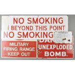 *Air Raid Precaution. A collection of WWII and later enamel signs including 'Is that Light