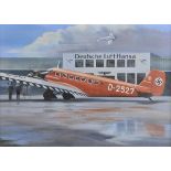 *Postlethwaite (Mark). Junkers Ju52, acrylic on board, depicting a Ju52 in wartime Lufthansa