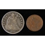 *United States of America, One Dollar, seated lady type, toned, together with an American 1853 One