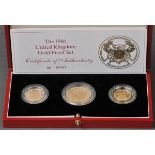 *Royal Mint. Gold proof set comprising Double Sovereign, Sovereign and Half Sovereign, 1986,