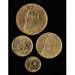 *South Africa. Gold Krugerrands, 1oz, 1/2 oz, 1/4 oz, 1/10oz, 1980 (4)