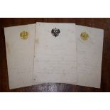 *Russian Menus. A group of three menus with embossed crest of Imperial Russia, the earliest from the