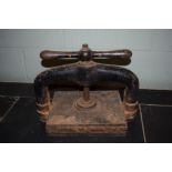 *Bookpress. A small cast iron bookpress, platen approximately 30.5 x 25cm (12 x 10 inches),