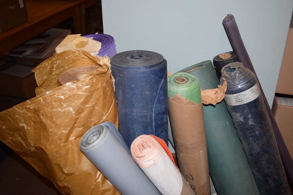 *Book cloth. A selection of 11 rolls of bookbinding book cloth, including general book cloth &