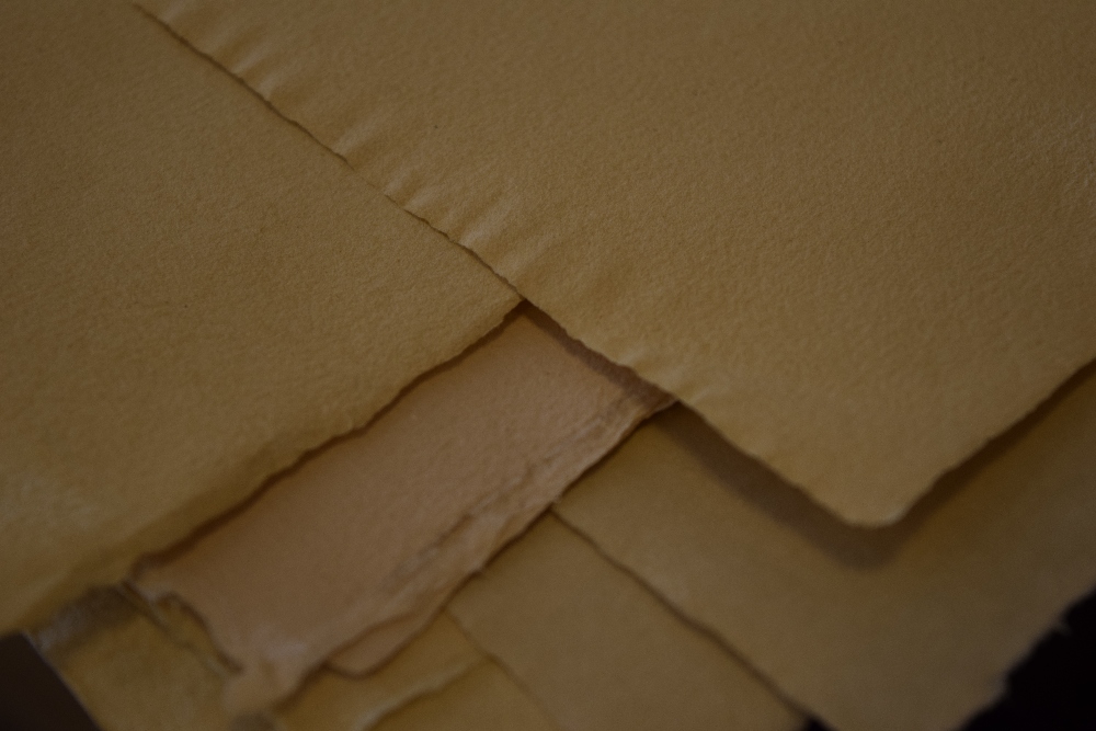 *Handmade Paper. Fourteen sheets of unused handmade laid paper, including 4 sheets of J.B. Green (