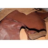 *Leather. Ten large pieces or part skins of brown cow hide leather few marks (10)