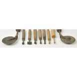 *Decorative finishing tools. Thirty-seven brass decorative finishing tools, mostly of traditional