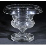 *Bowl. An impressive Georgian Irish turned over glass bowl, with diamond cut decoration on a deep