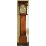 *Clock. A mid 18th-century 8-day longcase clock, the brass dial with black roman numerals,