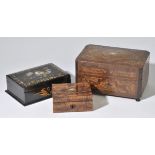 *Sewing box. A 19th-century Continental sewing box, c.1850, of canted rectangular form with mother