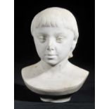 *Thomas (James Harvard, 1854-1921). Boy, head and shoulders portrait bust, marble, signed and