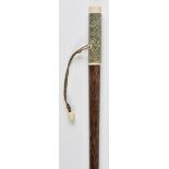 *Walking cane. A George III period walking cane, with rosewood shaft ivory and shagreen handle large