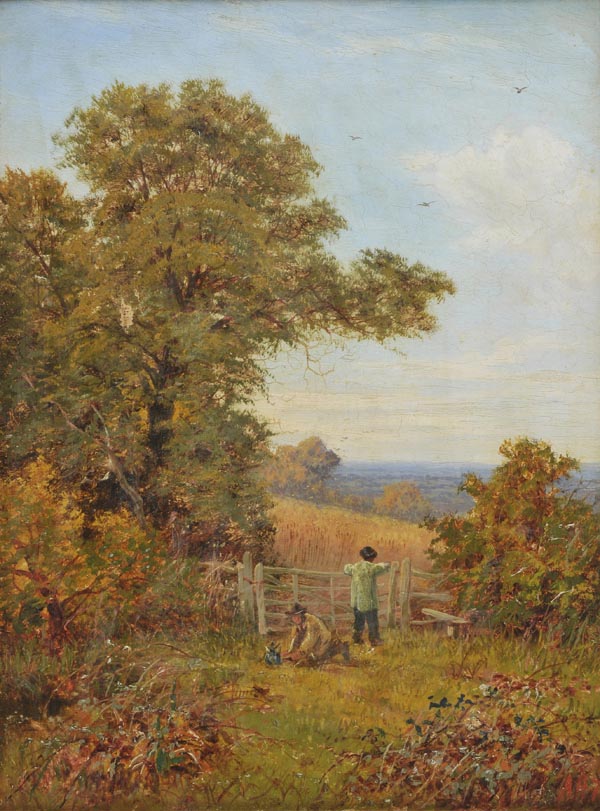 *Herbert (Arthur, 19th century). Near Godalming, 1876, a pair of oils on canvas, initialled and - Image 2 of 2