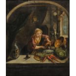 *Dutch School. Kitchen Scene, early 19th century, oil on canvas depicting a young kitchen maid, 30.5