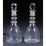 *Decanters. A pair of Georgian spirit decanters, circa 1800, each of mallet shape form with three