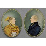 *Portrait Miniatures. A pair of portrait miniatures of a lady and gentleman from Goggingen,