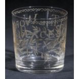 *Commemorative glass. A Continental glass, circa 1815, engraved with the motto of the Treaty of