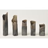 *Clark (Pat). Abstract forms in brown and grey, circa 1970-74, five pieces in handbuilt porcelain,