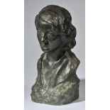 *Szamosi (Soos Vilmos, 1885-1972 ). Bust of a woman, 1911(?), bronze, signed 'Szamosi' and dated