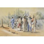 *Buchanan (William Cross). A band of armed men in Mexico, 1869, watercolour and graphite, signed