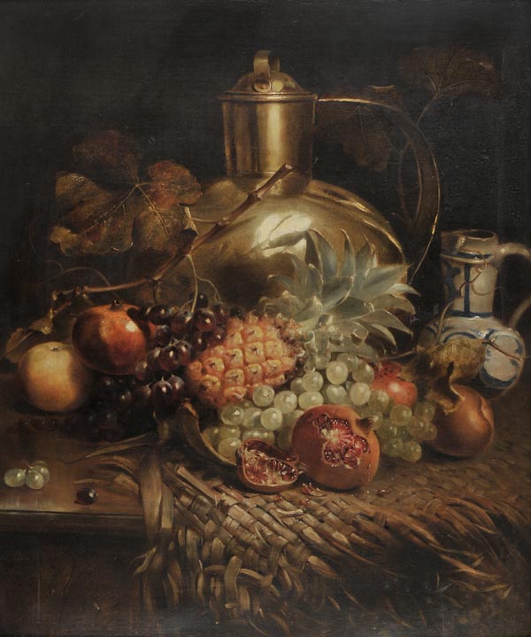 *Colls (R., 19th century). Still life of fruit, 1842, oil on canvas, showing a still life of