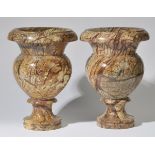 *Marble Urns. A pair of modern porphyry marble urns each of campagna form, 35.5cm high (2)