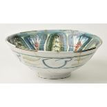 *Caiger-Smith (Alan, 1930-). Large bowl with underglazed blue decoration, large footed stoneware