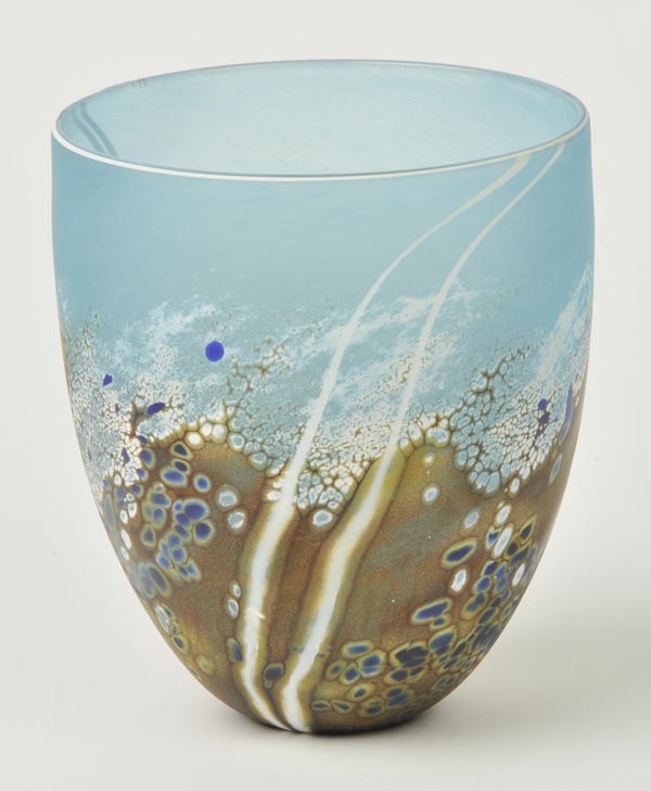 *Andrews (Martin, ). Stone series, 2011, hand-blown glass in blue and brown decorated with white