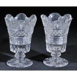 *Celery vases. A pair of Georgian glass celery vases, possibly Waterford, circa 1820s, with all over