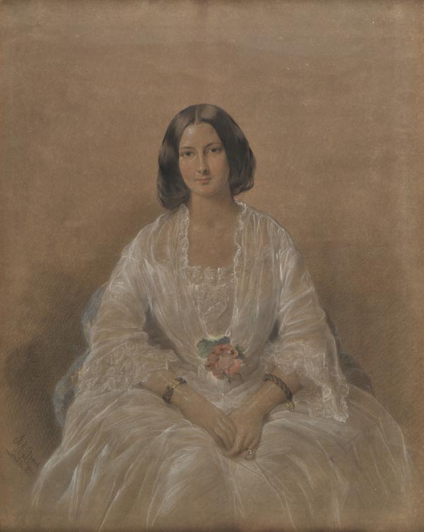 *Rogers (Jane Masters, fl. 1847-70, circa 1823-1909). Portrait of a young woman in a white dress,