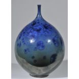 *Stroomer (John, 20th/21st century). Blue bottle vase, 2011, porcelain footed bottle vase with