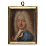 Portrait Miniature. Portrait of a gentleman, early 18th century, oil on panel, head and shoulders