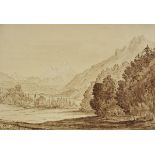 *Continental School. Salzburg, 19th century, pen and brown ink with wash, heightened with