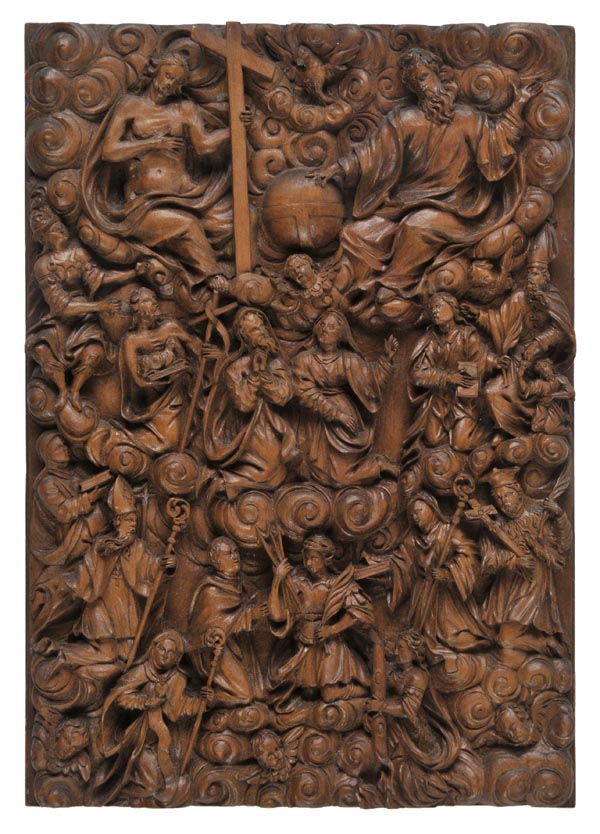 *South German School. The Kingdom of Heaven, high relief carved sculpture in fruitwood, circa 1820-