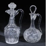 *Claret jug. A Georgian glass claret jug, with lancet cut decoration and cut stopper, 30 cm high,