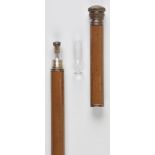 *Walking cane. A late 19th-century Malacca Gentlemans "Tipple" stick, with screw top cap enclosing