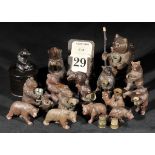 *Black Forest. A collection of miniature Black Forest carved bears, many of them thimble holders,