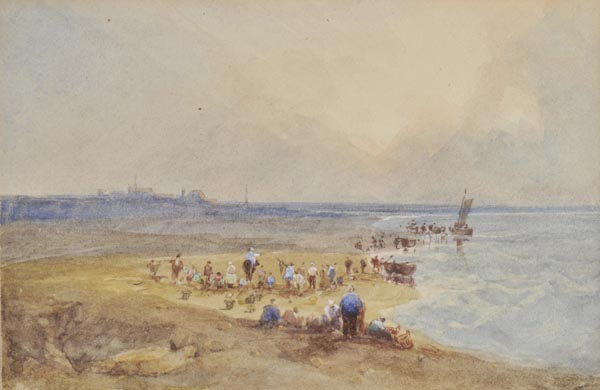 *Knell (William Adolphus, 1805-1875). Yarmouth beach, watercolour, signed 'WK' in pencil to lower