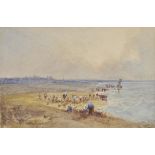 *Knell (William Adolphus, 1805-1875). Yarmouth beach, watercolour, signed 'WK' in pencil to lower