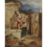 *Frost (William Edward, 1810-1877). Mother washing her child by a fountain, oil on wood panel,