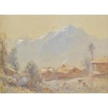 *Collingwood (William Gershom, 1854-1932). Landscape watercolour, mountain scene, possibly the Alps,
